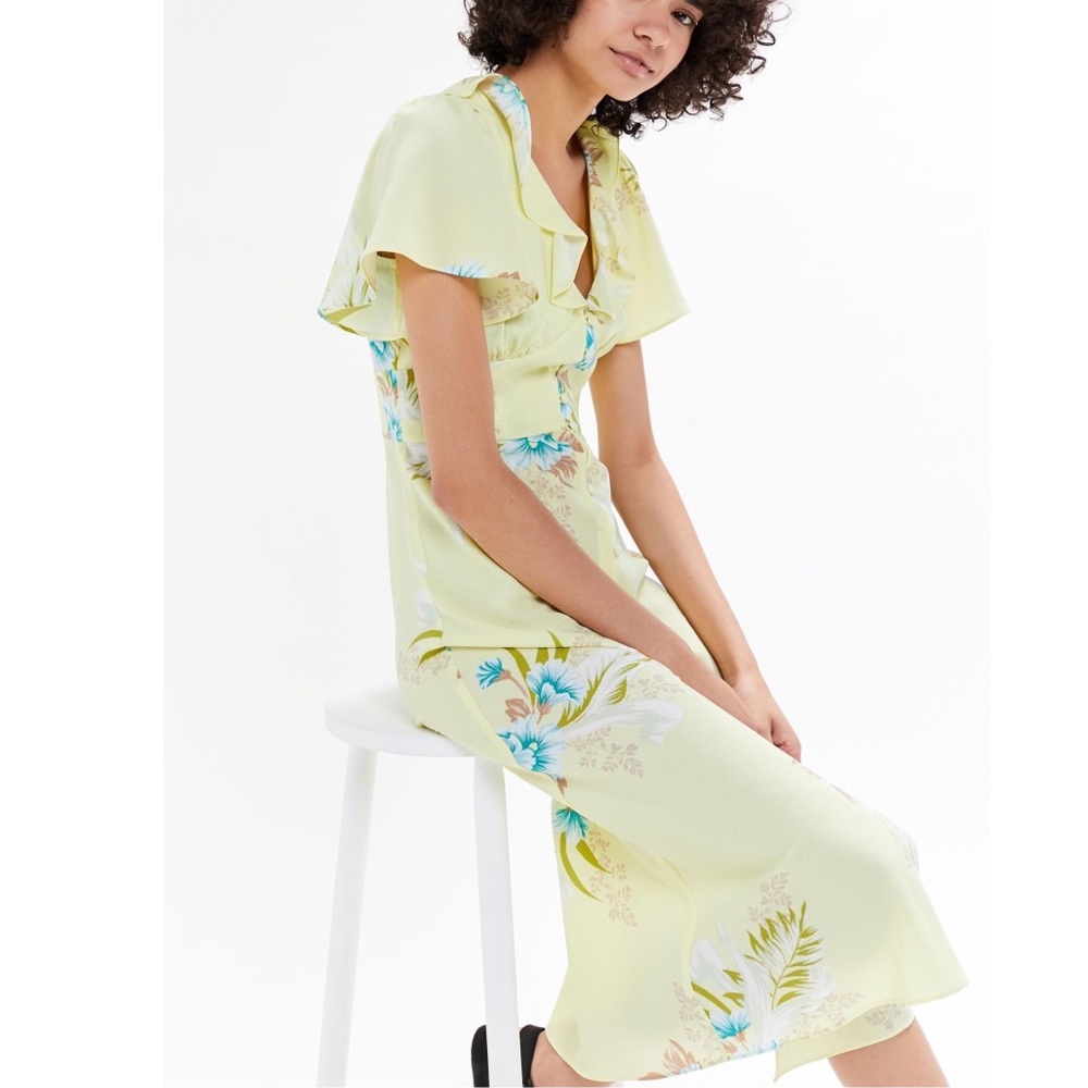Urban Outfitters Floral Midi Dress - Yellow and Blue